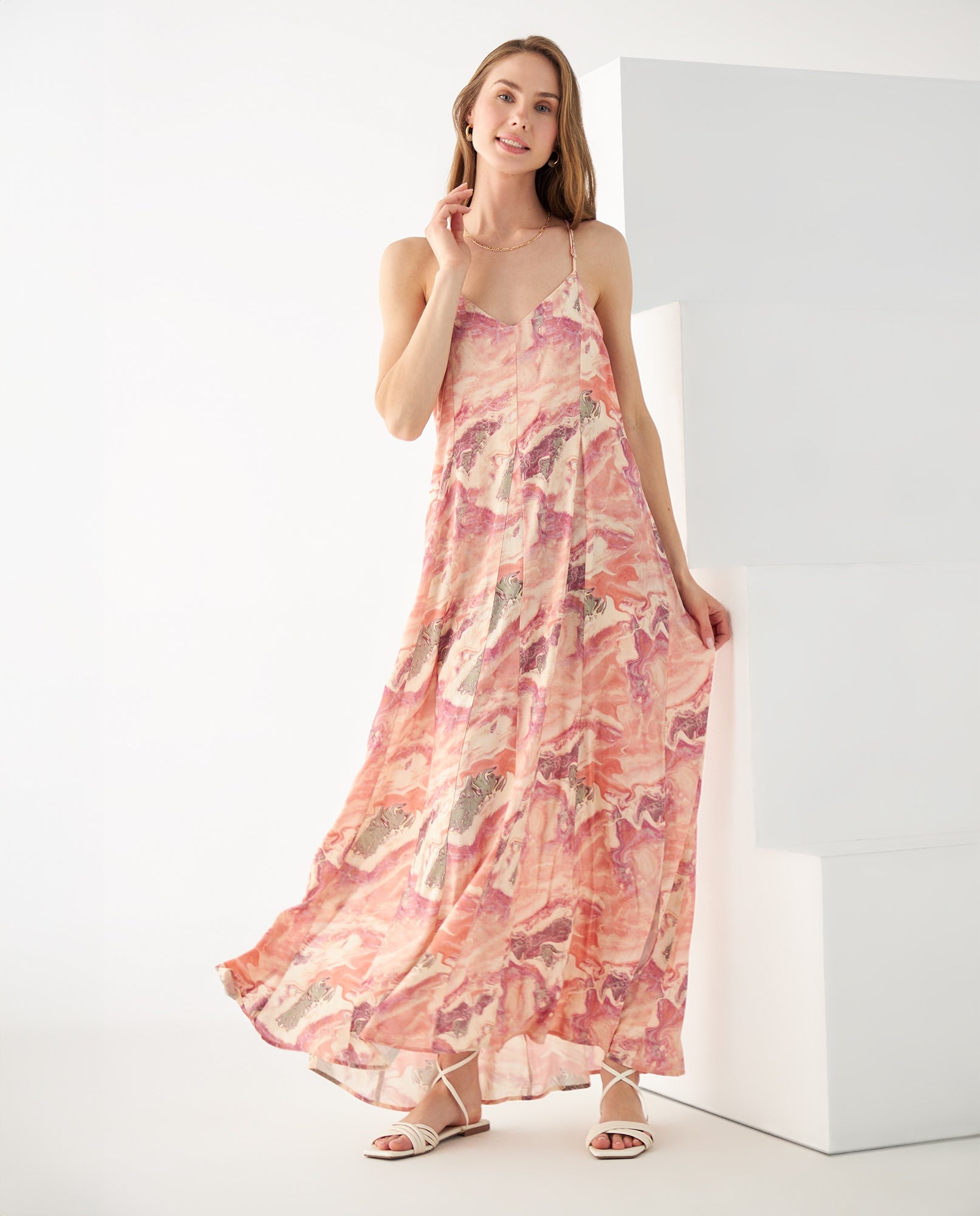 Vestido de tela fluida para mujer - Rosa 34_692F009_ROS161632_6