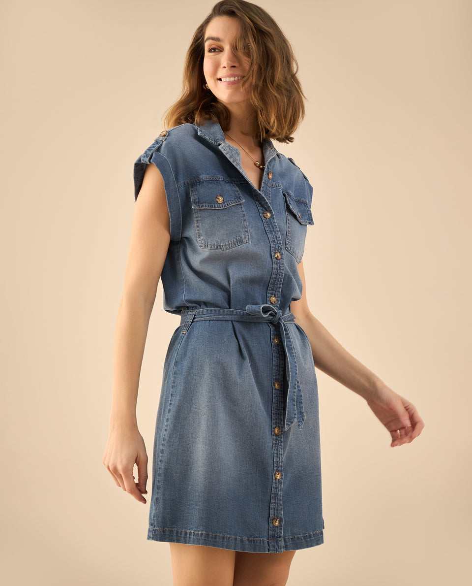 Vestido corto en denim para mujer - Azul 34_692G001_AZU193933_3