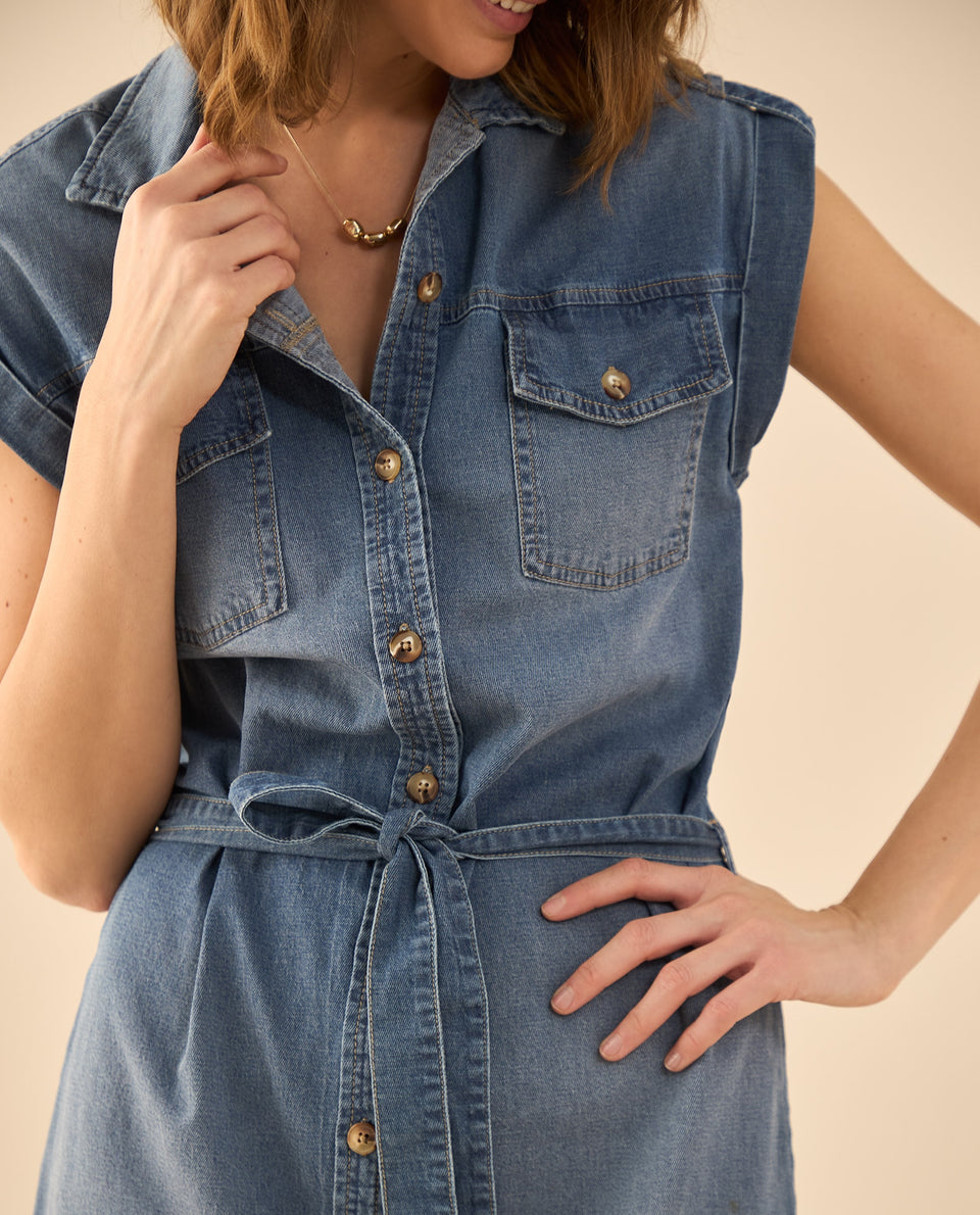Vestido corto en denim para mujer - Azul 34_692G001_AZU193933_5