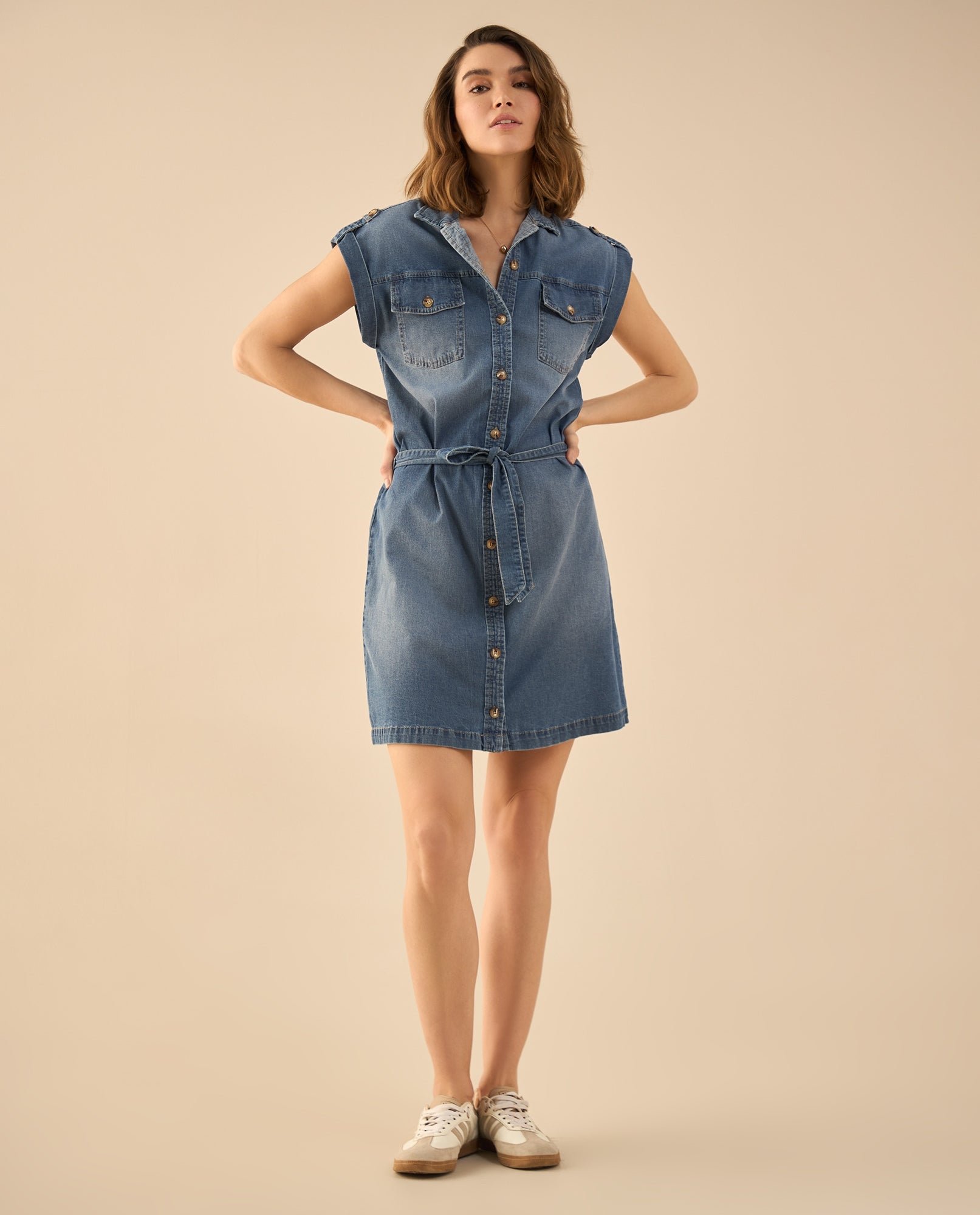 Vestido corto en denim para mujer - Azul 34_692G001_AZU193933_6