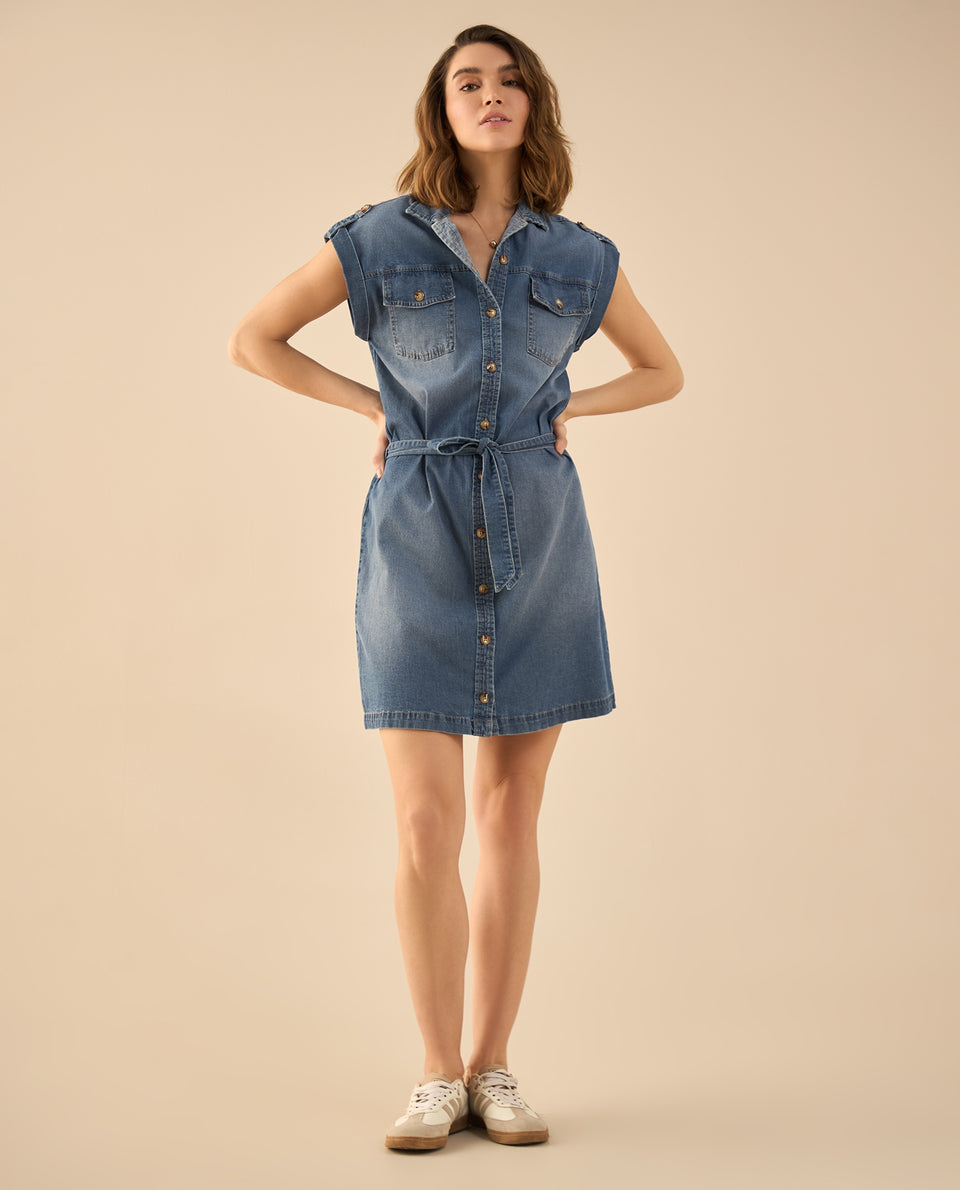 Vestido corto en denim para mujer - Azul 34_692G001_AZU193933_6