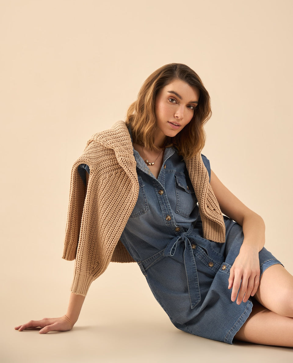 Vestido corto en denim para mujer - Azul 34_692G001_AZU193933_7