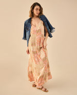 Vestido largo con flores estampadas para mujer - Rojo