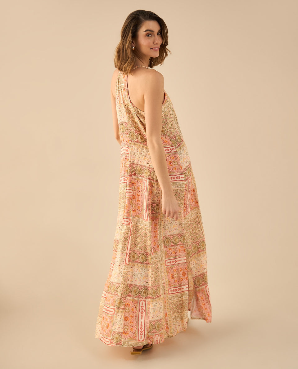 Vestido largo con flores estampadas para mujer - Rojo 34_692G008_ROJ181444_4