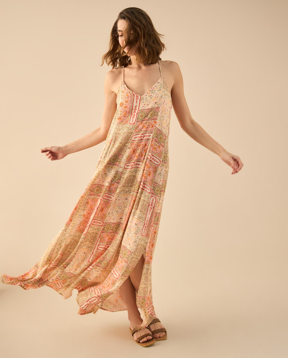 Vestido largo con flores estampadas para mujer - Rojo 34_692G008_ROJ181444_6