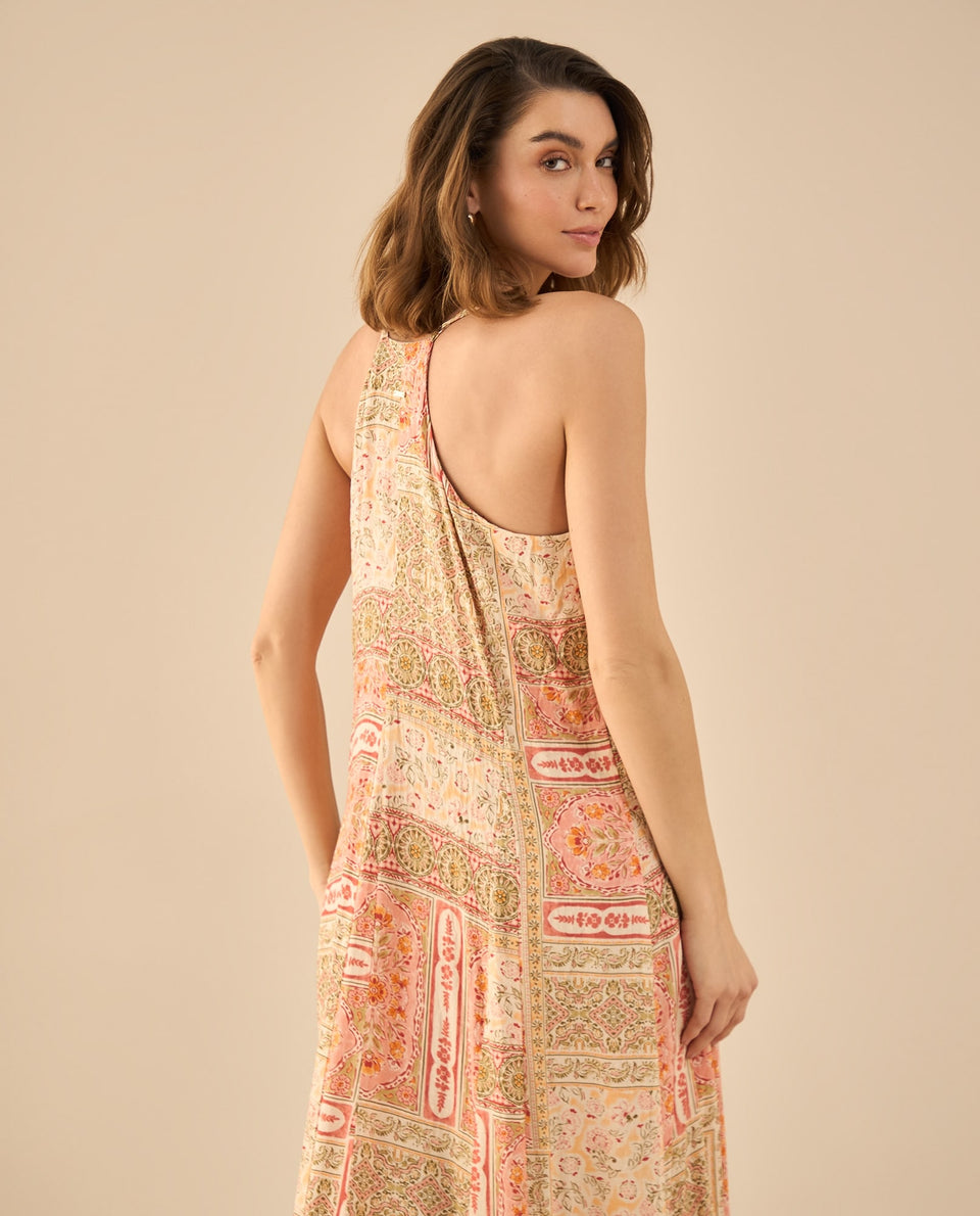 Vestido largo con flores estampadas para mujer - Rojo 34_692G008_ROJ181444_7