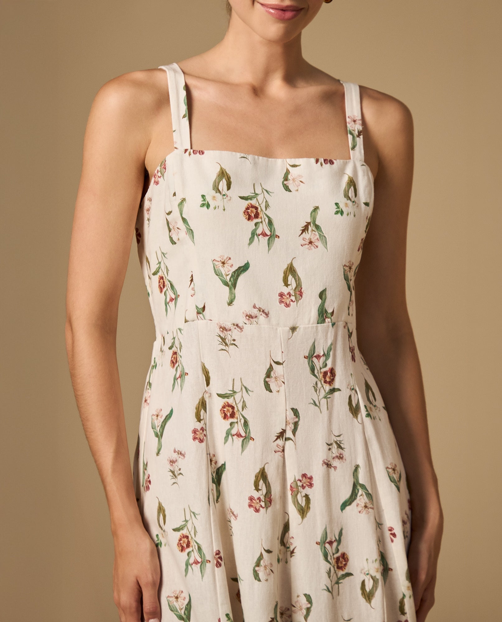 Vestido largo de tiras con estampado floral - Crudo 34_692H010_CRU114201_4