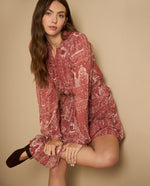 Vestido largo bordado con tiras - Rosa