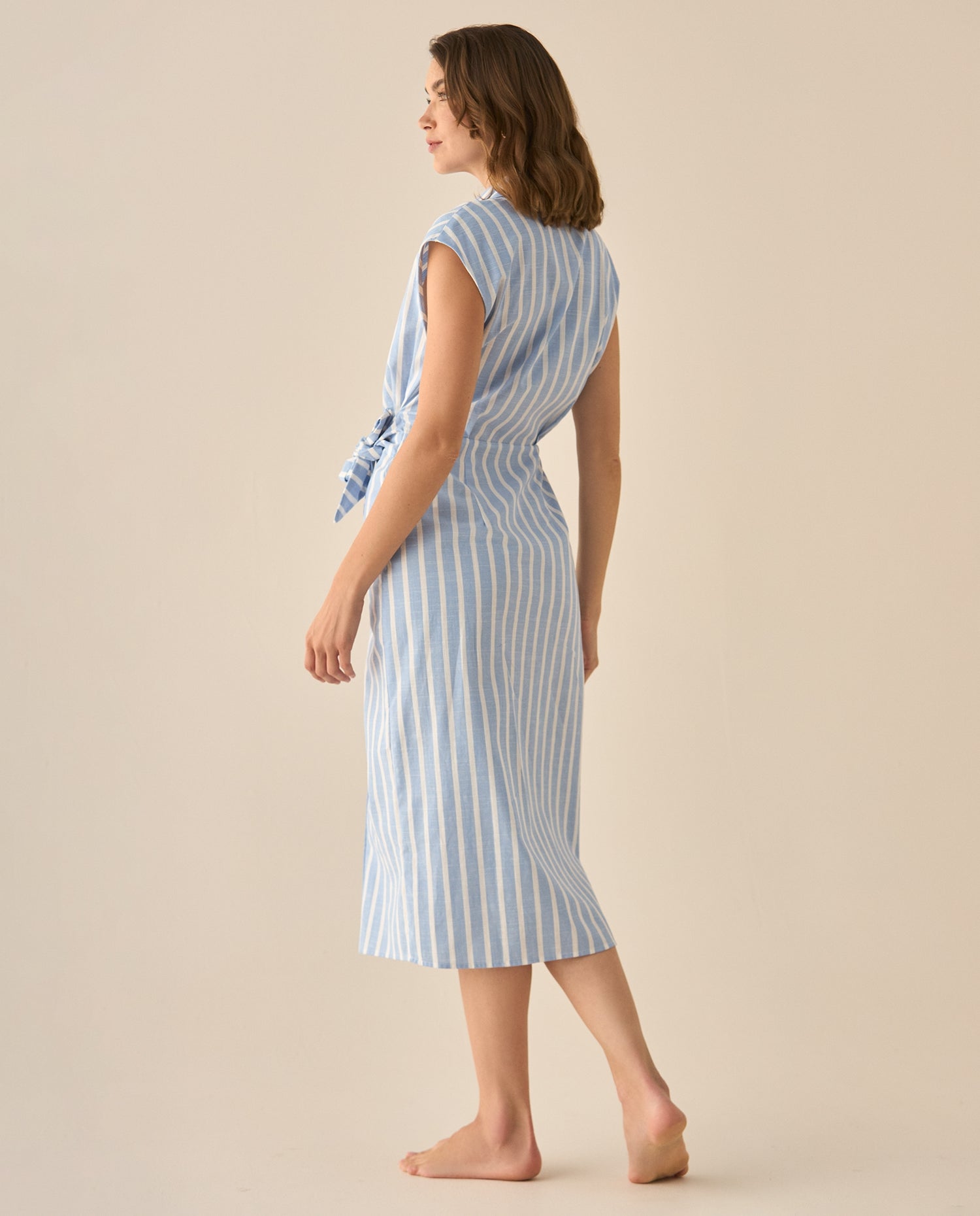 Vestido largo a rayas para mujer  - Azul