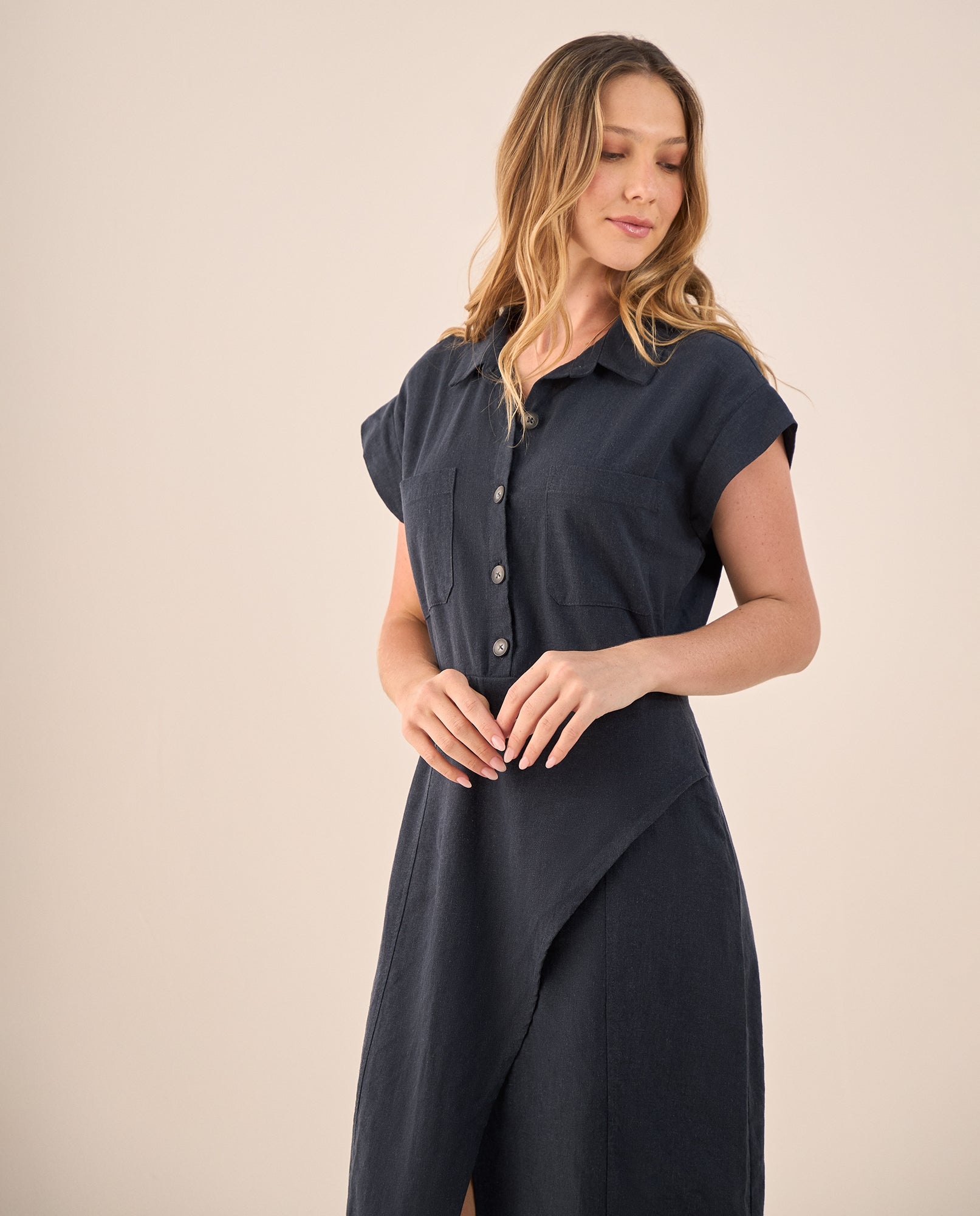 Vestido Midi con Abertura Lateral - Azul 34_693G008_AZU193920_4