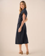 Vestido Midi con Abertura Lateral - Azul