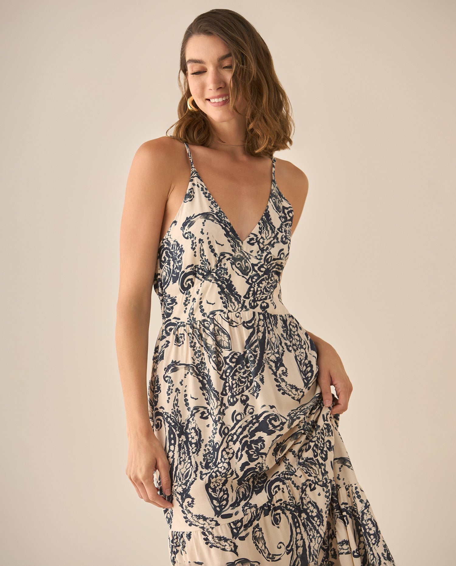 Vestido con escote en V para mujer - Azul
