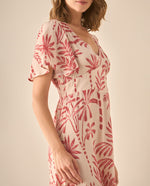 Vestido largo con estampado para mujer - Rosa