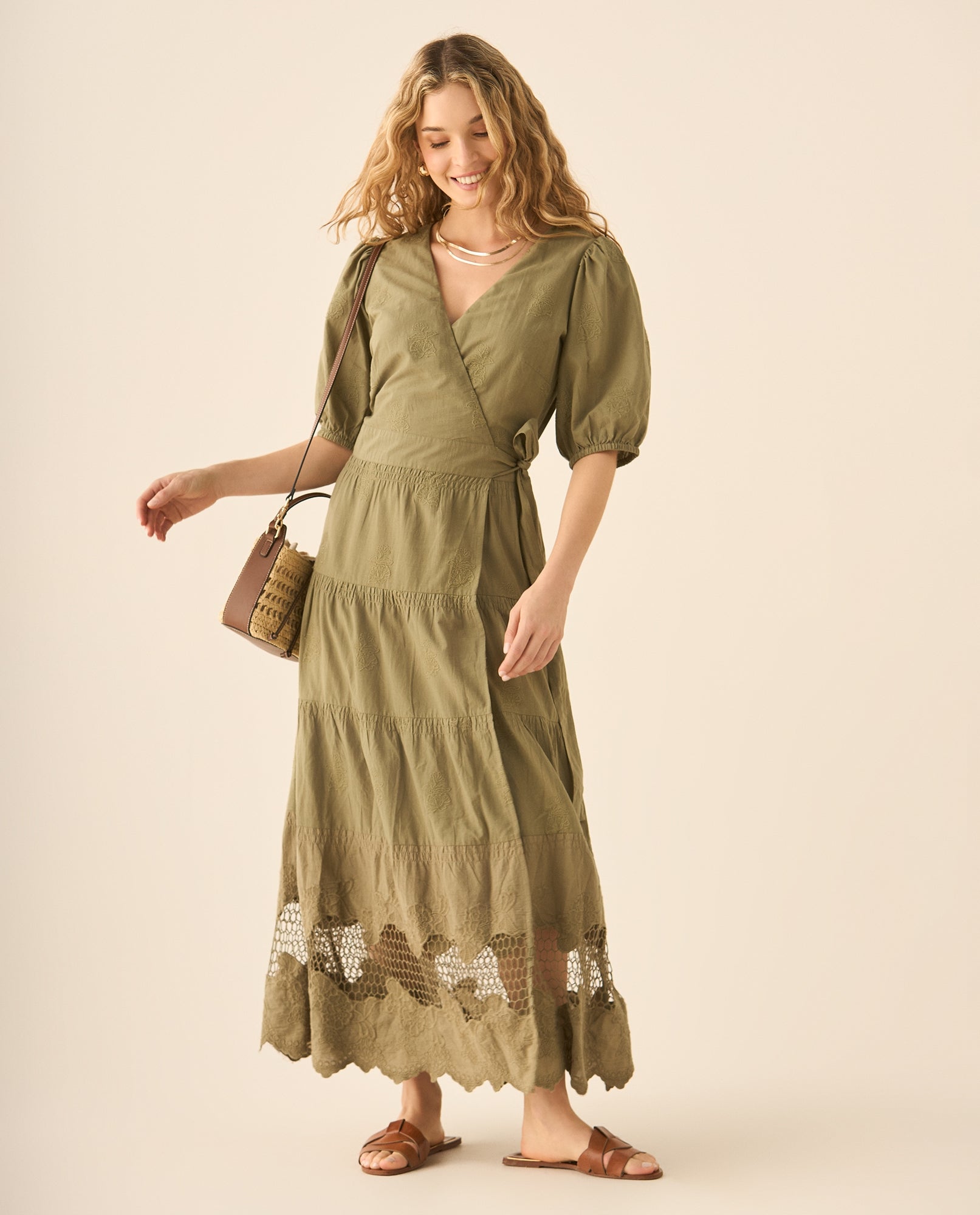 Vestido largo con bolero y bordados para mujer  - Verde 34_693G207_VER114804_0