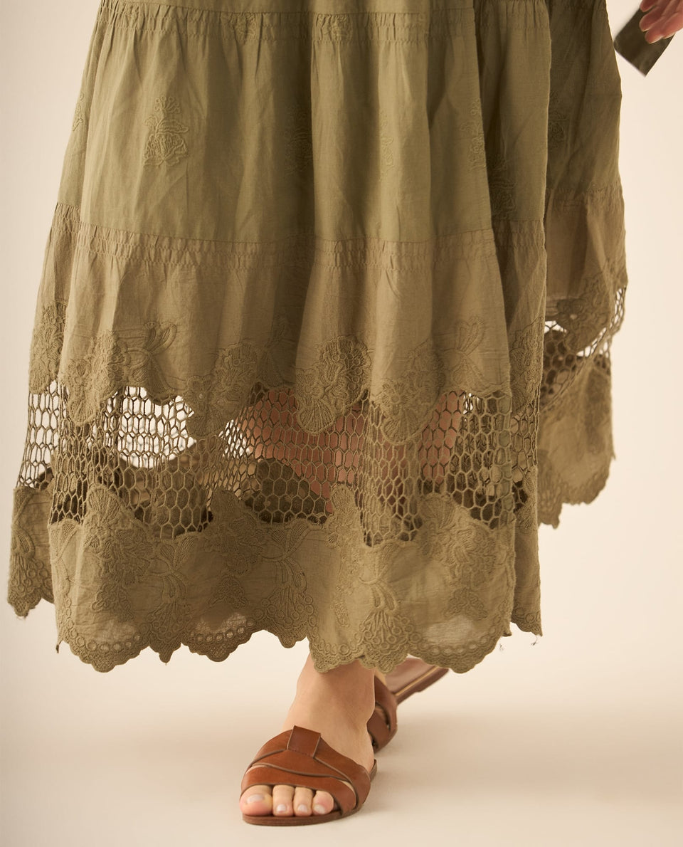 Vestido largo con bolero y bordados para mujer  - Verde 34_693G207_VER114804_4