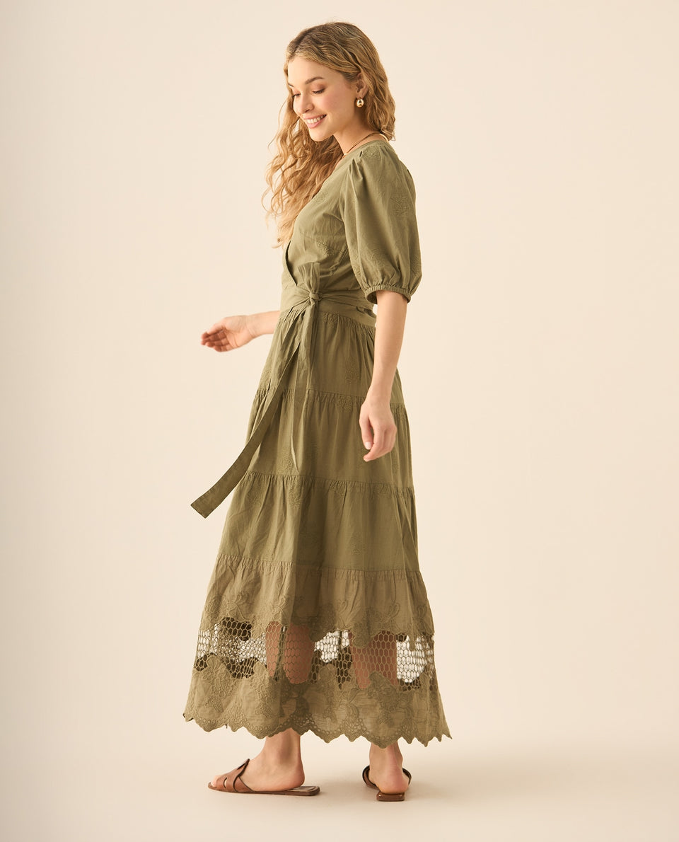 Vestido largo con bolero y bordados para mujer  - Verde 34_693G207_VER114804_5