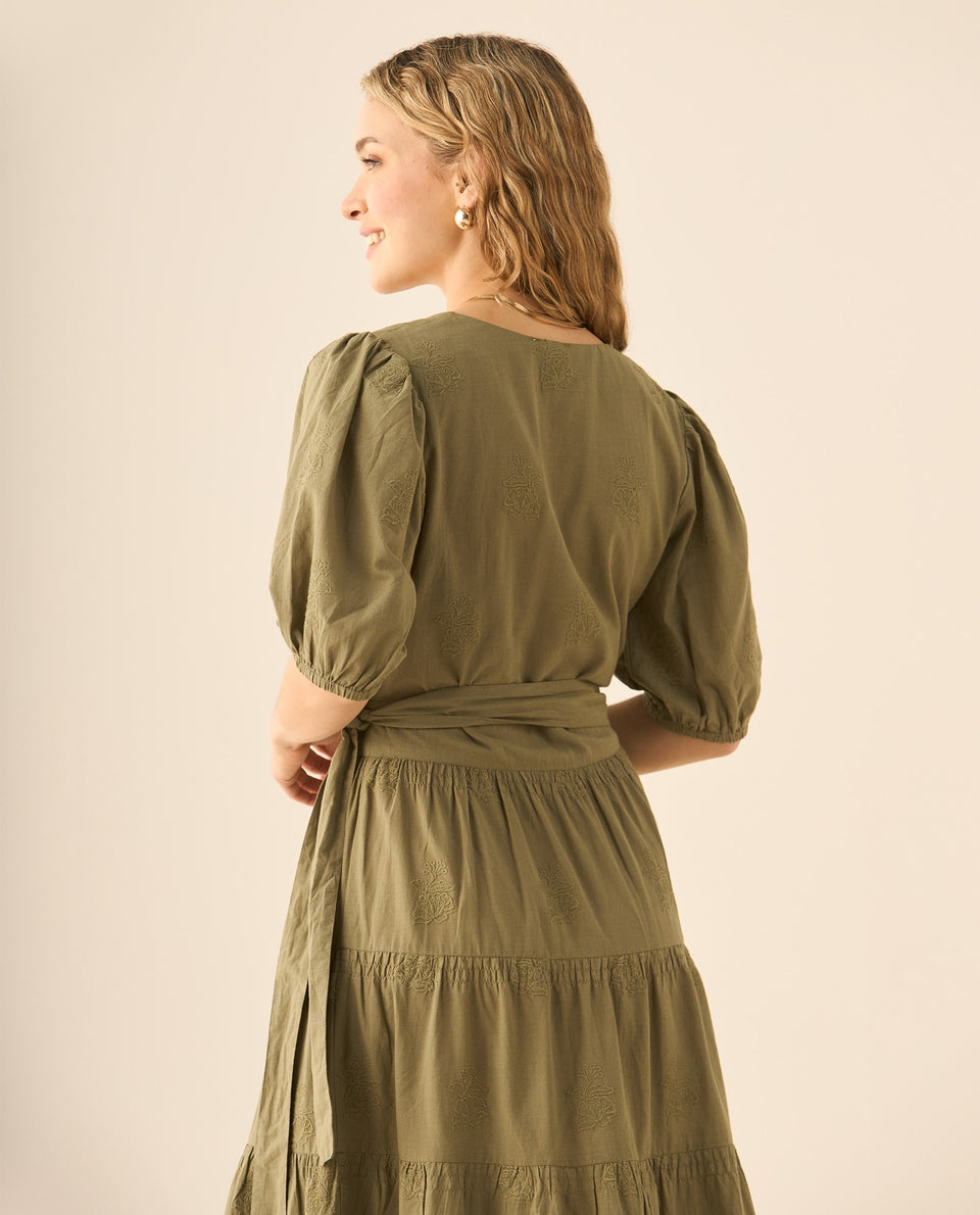 Vestido largo con bolero y bordados para mujer  - Verde 34_693G207_VER114804_6