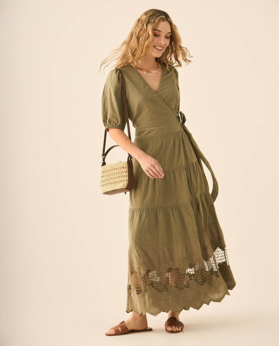 Vestido largo con bolero y bordados para mujer  - Verde 34_693G207_VER114804_7