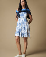 Vestido corto floral - Crudo