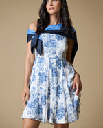 Vestido corto floral - Crudo