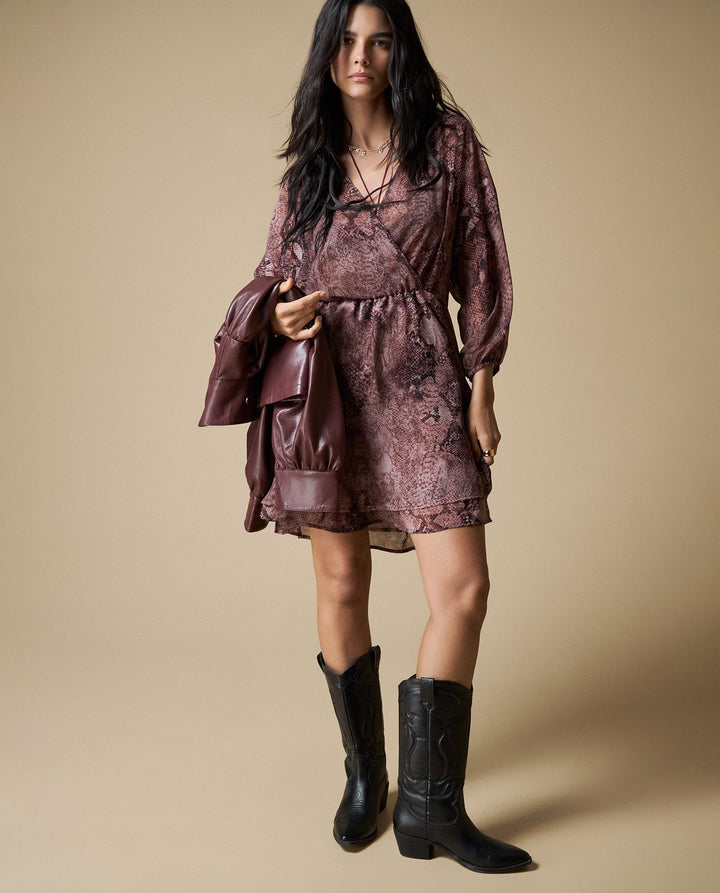 Vestido animal print corto - Beige 34_693H009_BEI131107_0