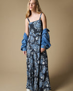 Vestido largo estampado floral - Azul