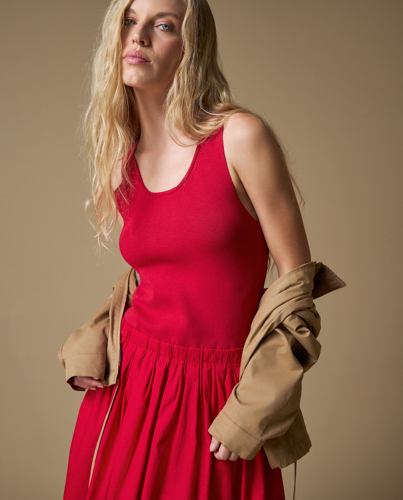 Vestido manga sisa denim ligero - Rojo 34_693H202_ROJ171563_3