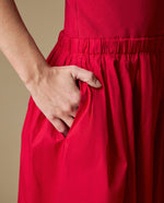 Vestido manga sisa denim ligero - Rojo