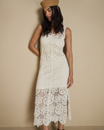 Vestido tejido crochet largo - Crudo