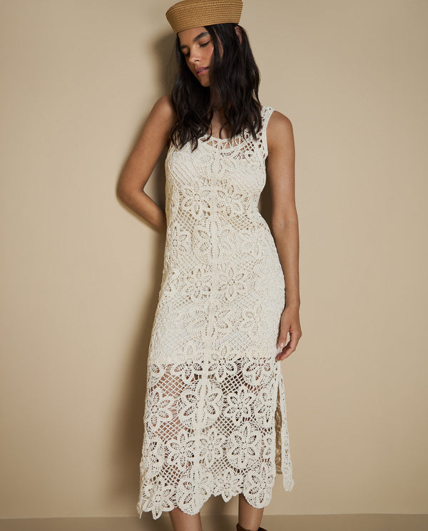 Vestido tejido crochet largo - Crudo 34_693H205_CRU110110_0