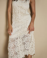 Vestido tejido crochet largo - Crudo