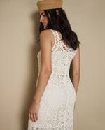 Vestido tejido crochet largo - Crudo