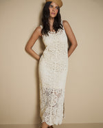Vestido tejido crochet largo - Crudo