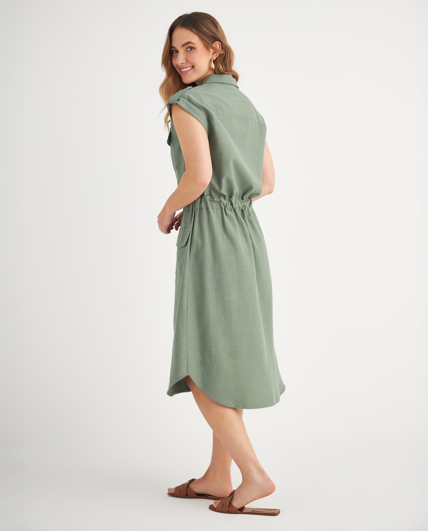 Vestido manga sisa para mujer - Verde