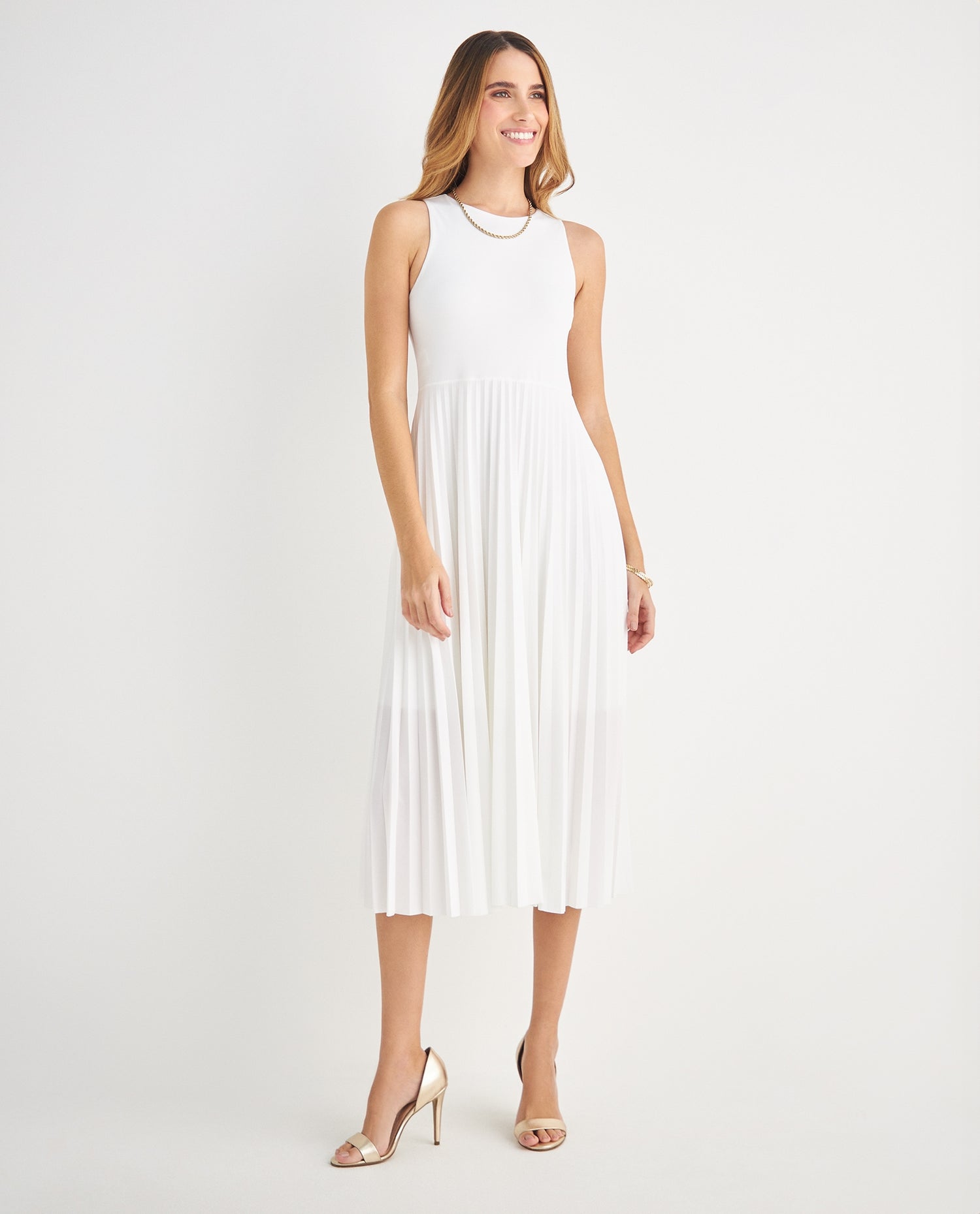 Vestido con falda plisada para mujer - Crudo