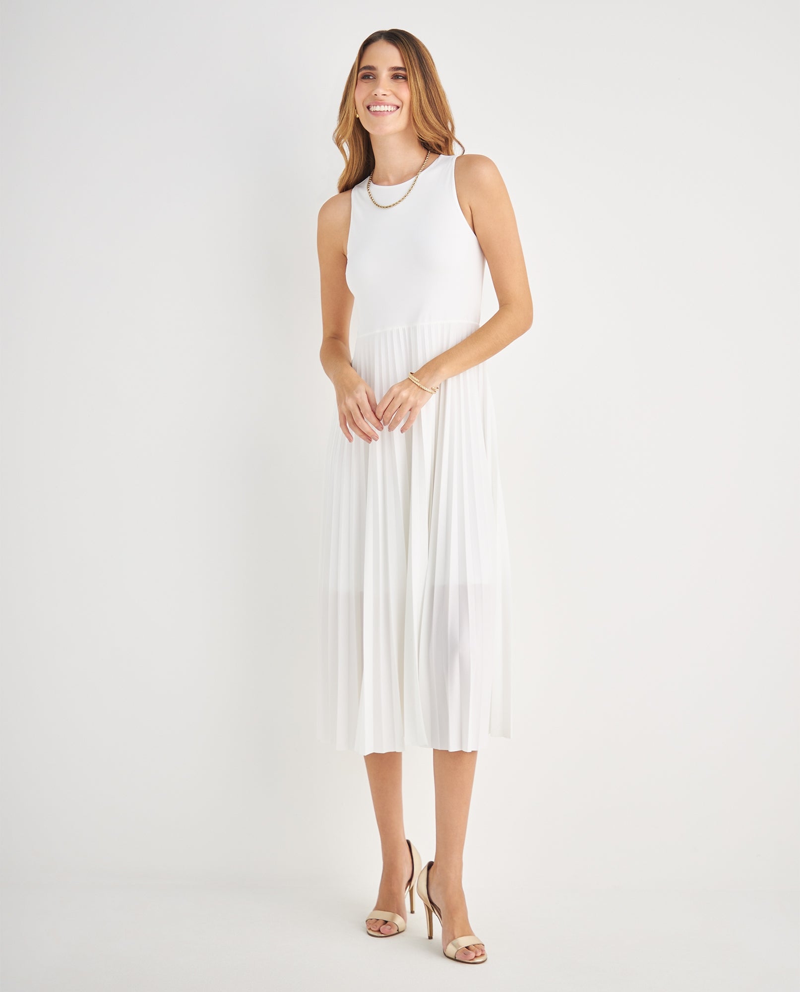 Vestido con falda plisada para mujer - Crudo 34_699F004_CRU110602_5