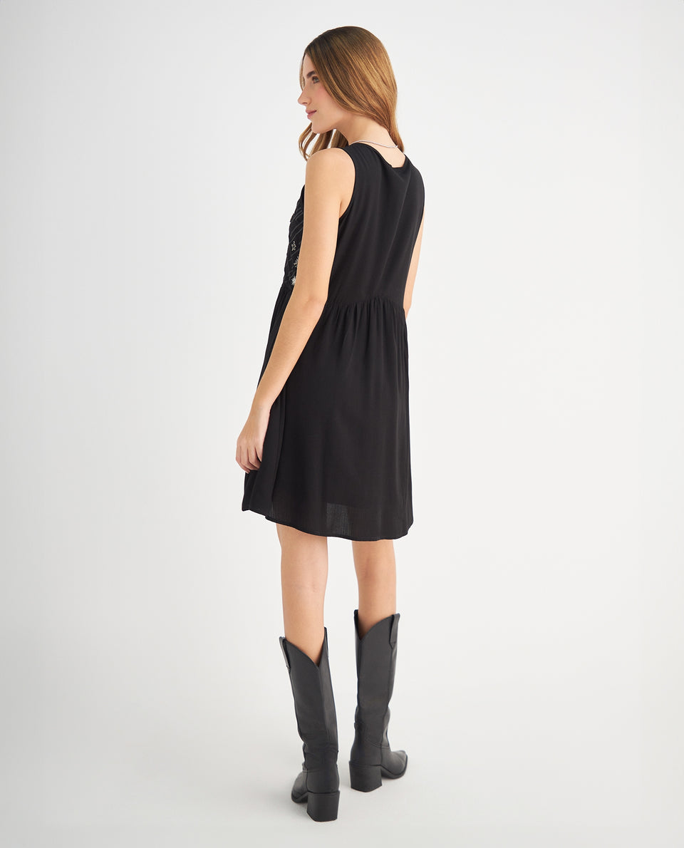 Vestido con apliques para mujer - Negro