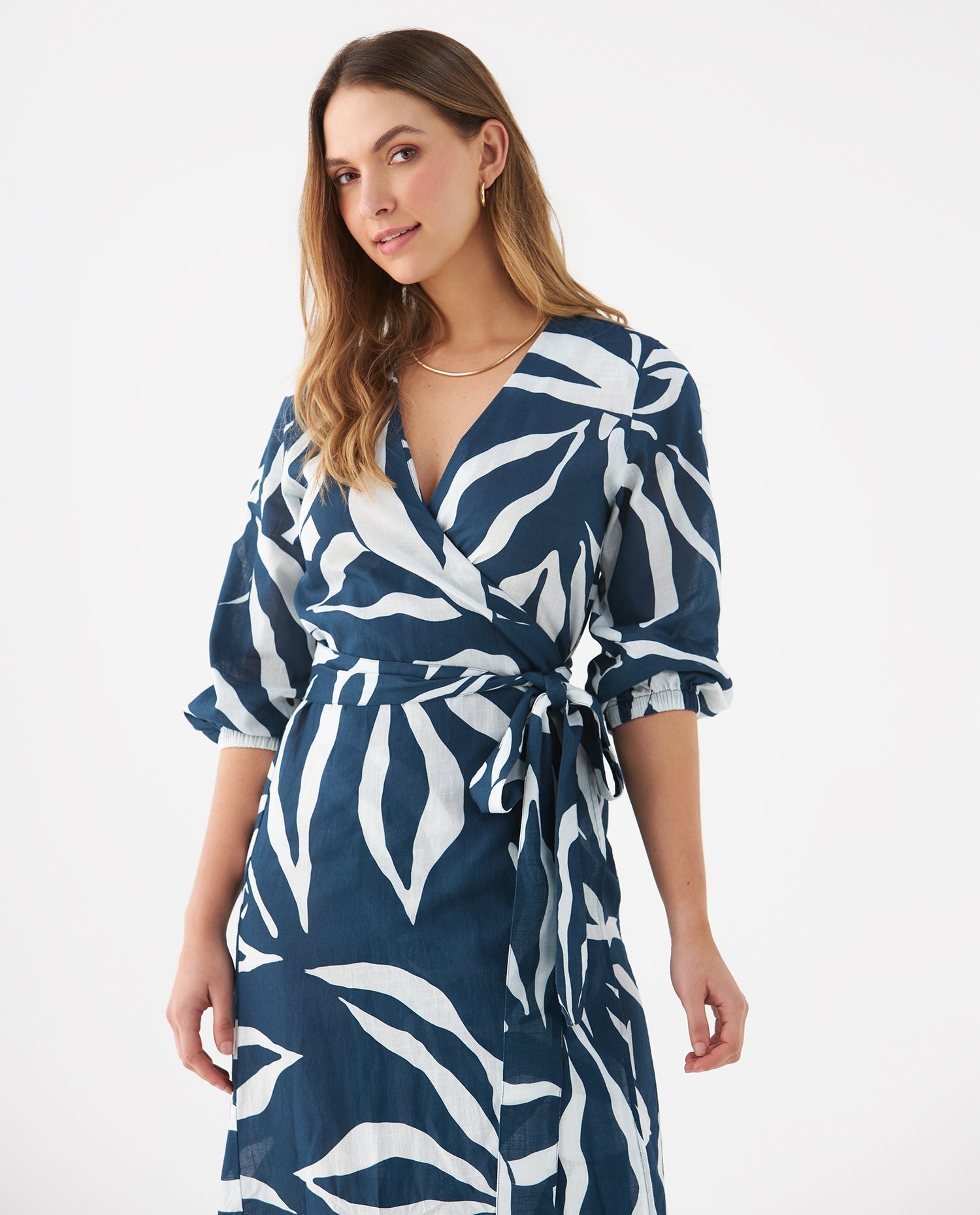 Vestido de tela fluida para mujer - Azul