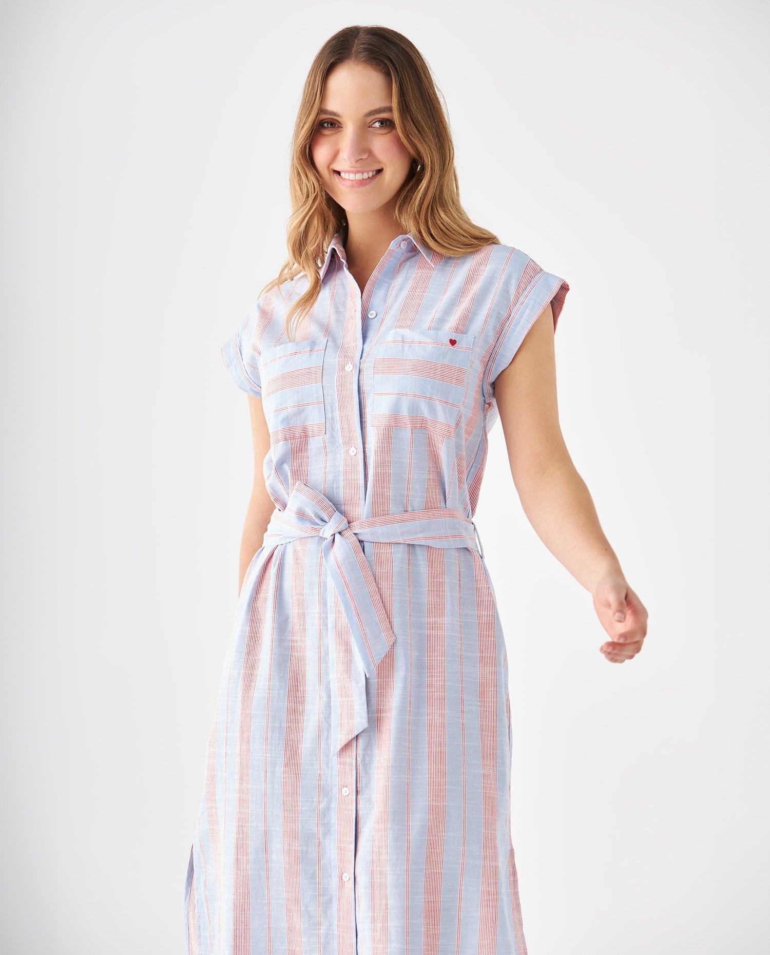 Vestido tipo camisa para mujer - Azul