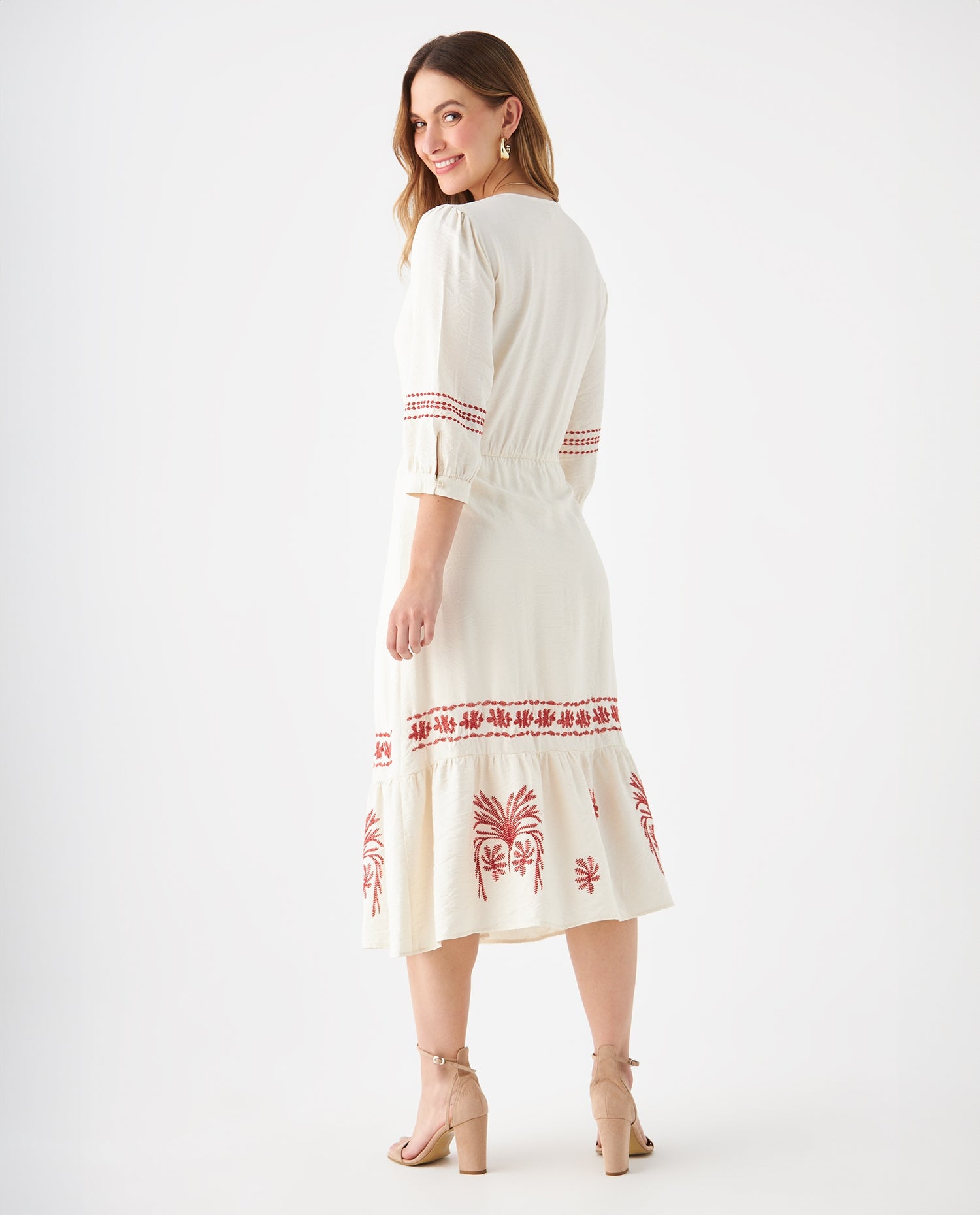 Vestido con escote en V para mujer - Crudo