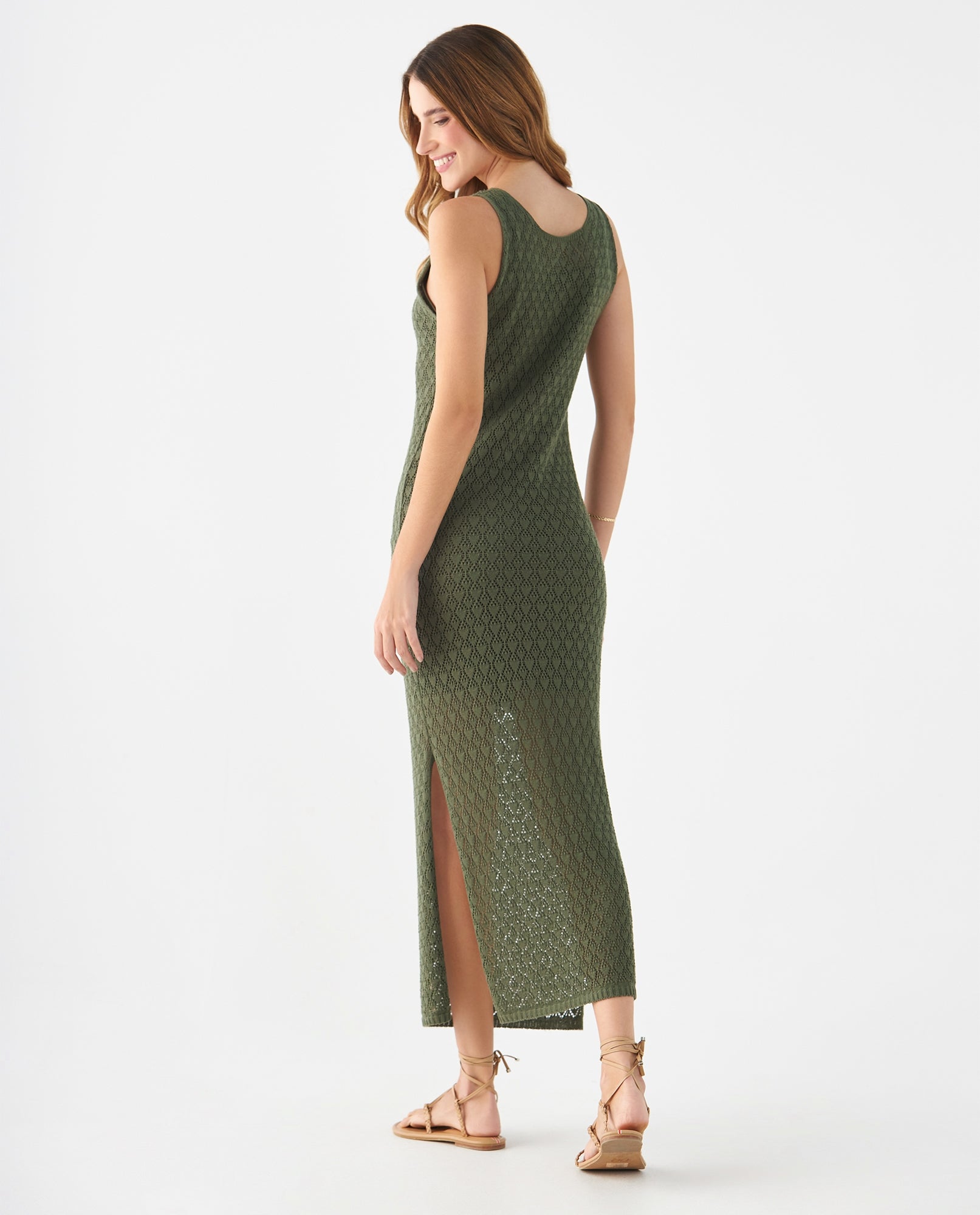 Vestido largo tejido para mujer - Verde 34_699F100_VER165820_4