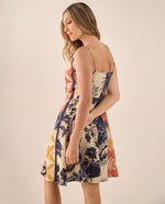 Vestido Patchwork Floral con Tirantes Ajustables - Blanco