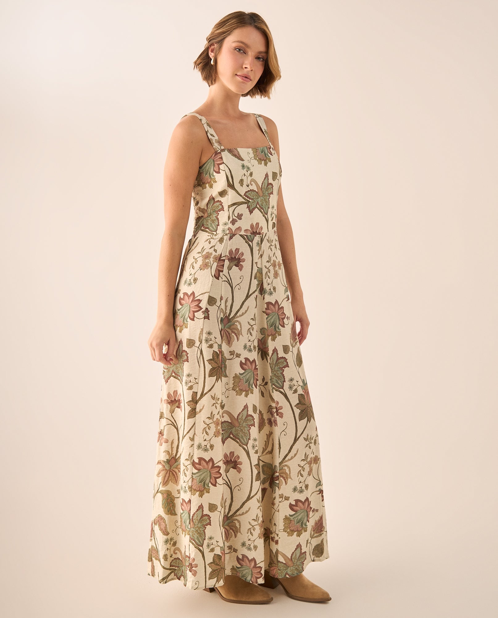 Vestido Largo Floral con Tirantes Ajustables - Blanco 34_699G004_BLA114202_4
