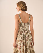 Vestido Largo Floral con Tirantes Ajustables - Blanco
