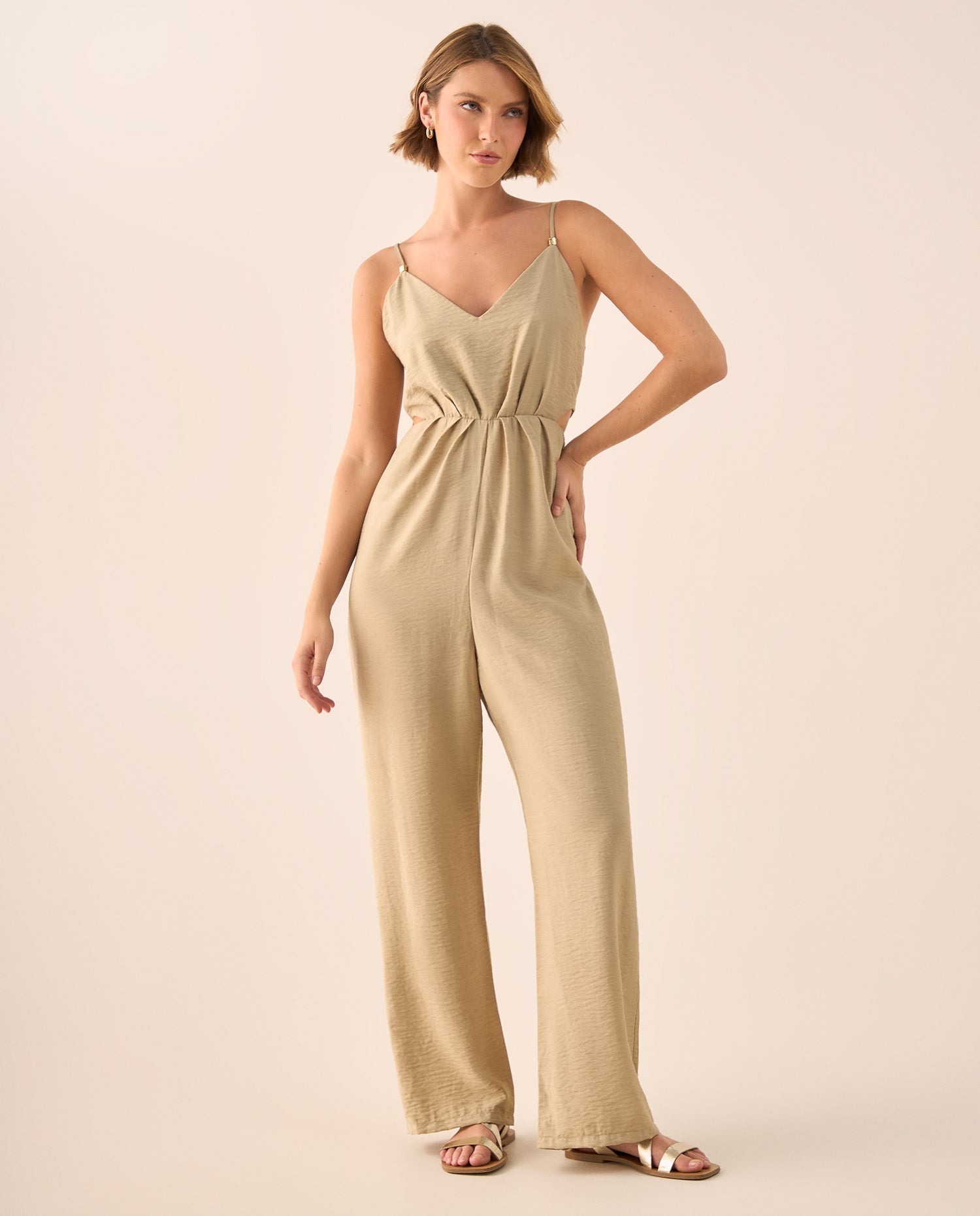 Enterizo Beige con Detalle Cut-Out Lateral - Beige