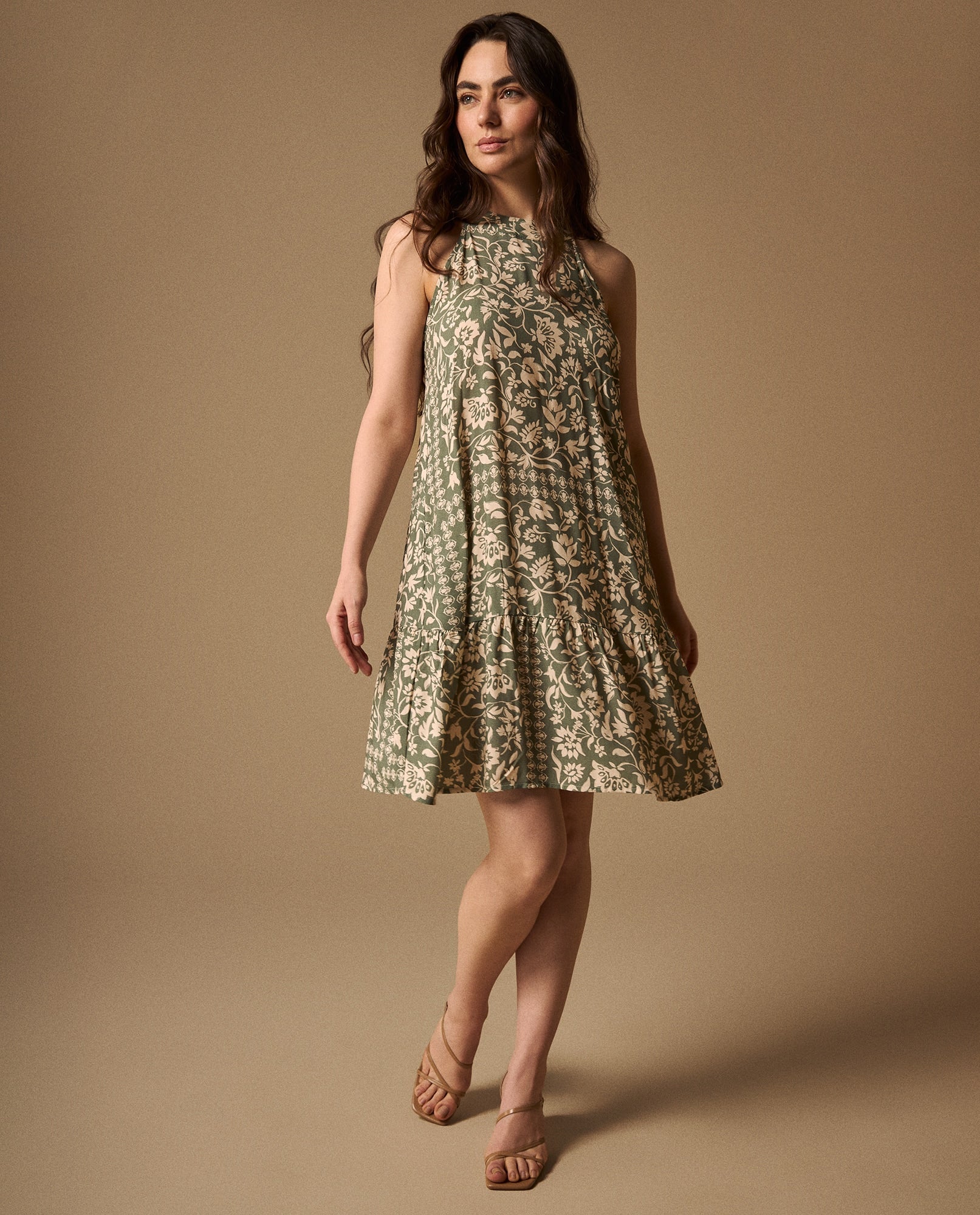 Vestido Floral con Volante - Verde 34_699G022_VER176009_0