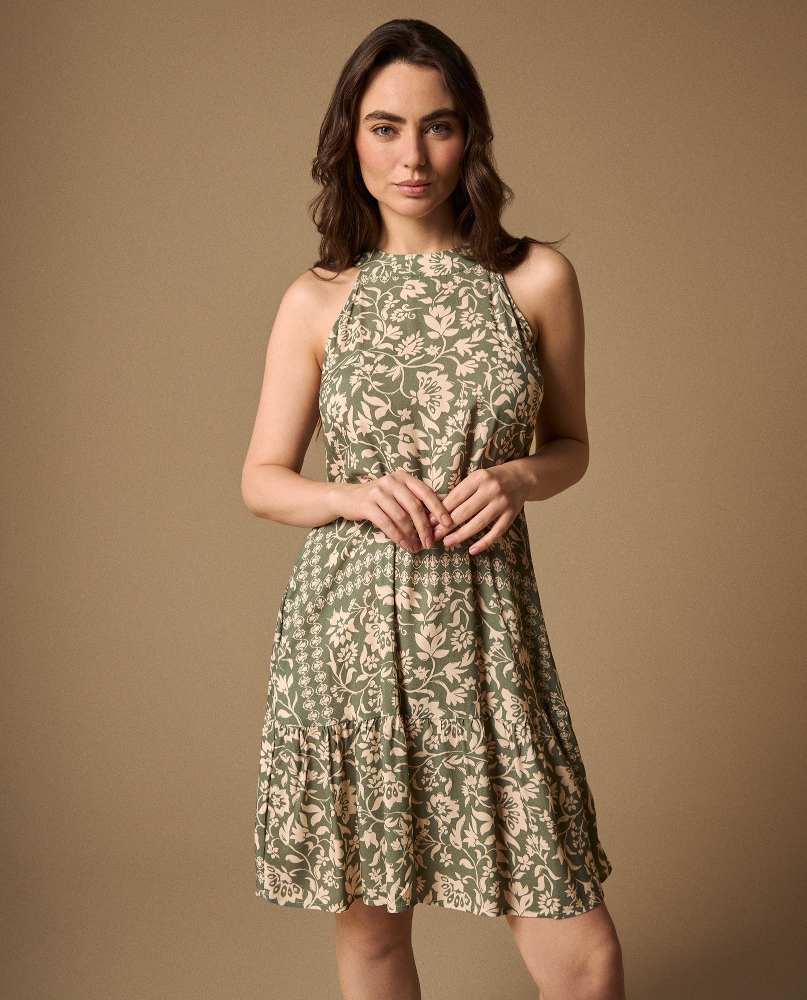 Vestido Floral con Volante - Verde 34_699G022_VER176009_3