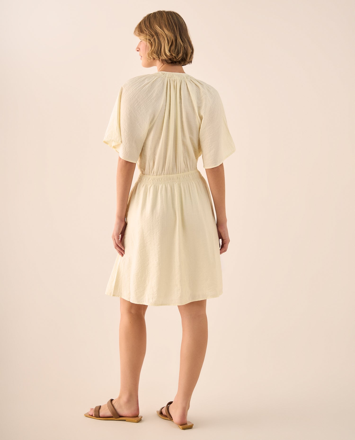 Vestido Bohemio Mangas Kimono - Crudo