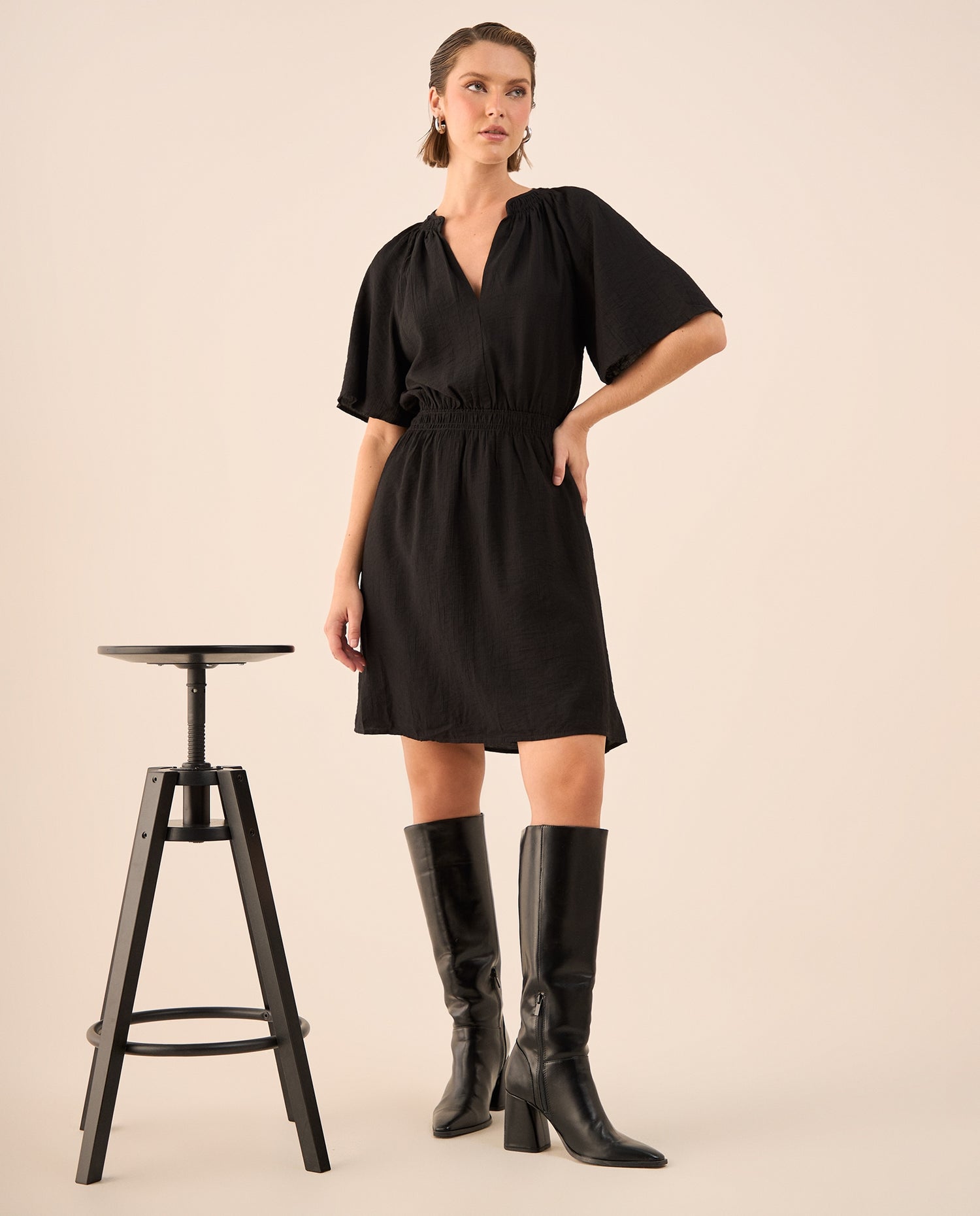 Vestido Bohemio Mangas Kimono - Negro