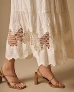 Vestido largo algodón bordado - Crudo